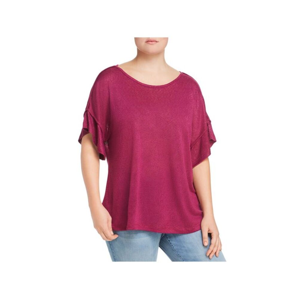 COLLECTION BY BOBEAU Womens Pink Short Sleeve Wear To Work Top Plus 3X